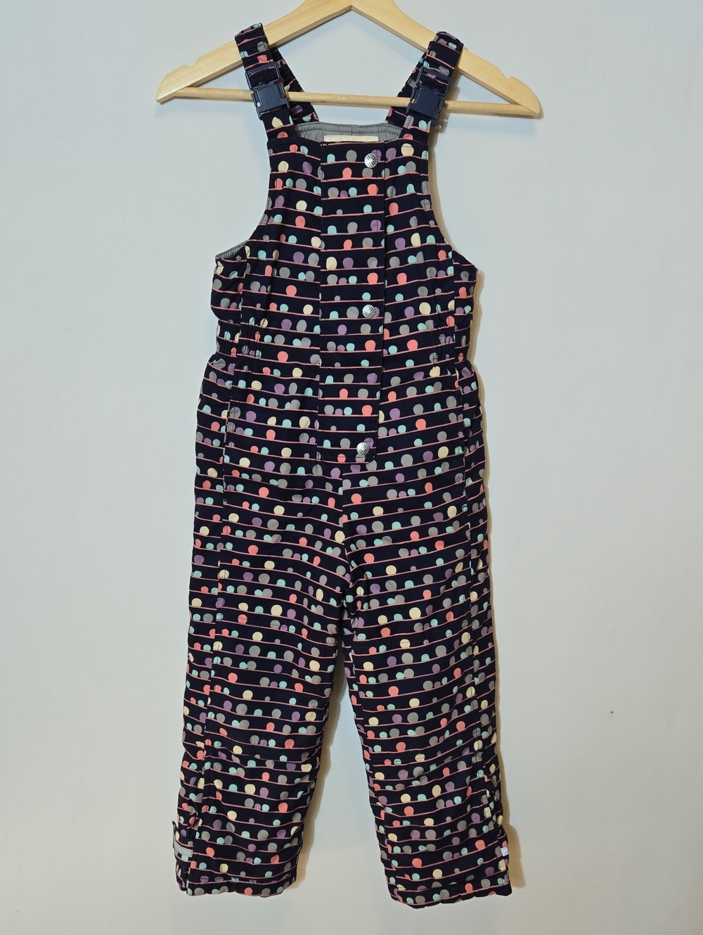 Hannah Anderson Navy Polka Dot Snowsuit Bib Snow Pants Girls 6/7 Winter Outdoor